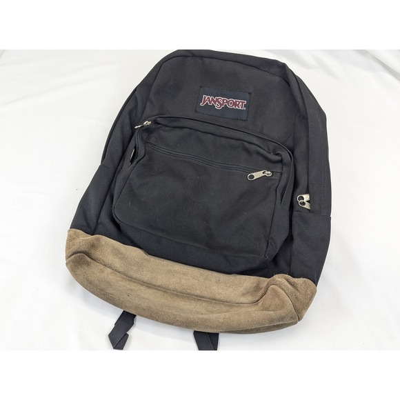 Jansport Other - JanSport Backpack Black Nylon Suede Leather School Y2K Adjustable Collage